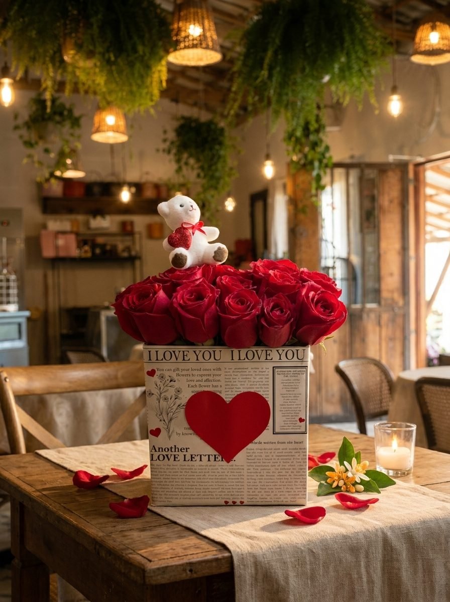 Box Coração com 12 Rosas